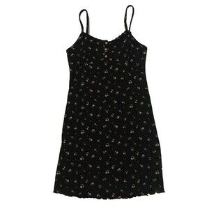Henley Slip Dress Womens MEDIUM Floral Waffle Knit Cottagecore Fairy Grunge Y2K